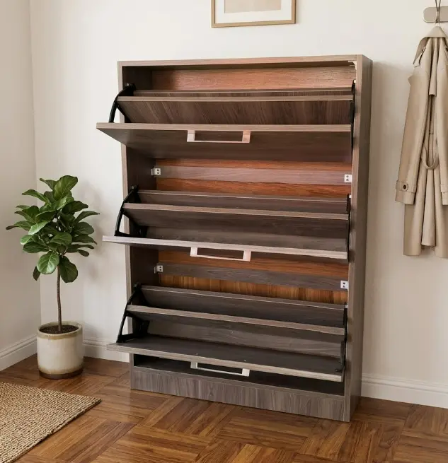 SHOE RACK DAX 3 SHELVES WITH MECHANISM LIGHT BROWN | TFP